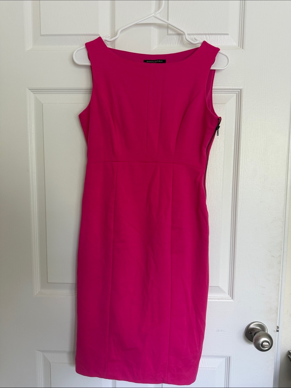 Banana Republic Hot Pink Sleeveless Sheath Midi Dress